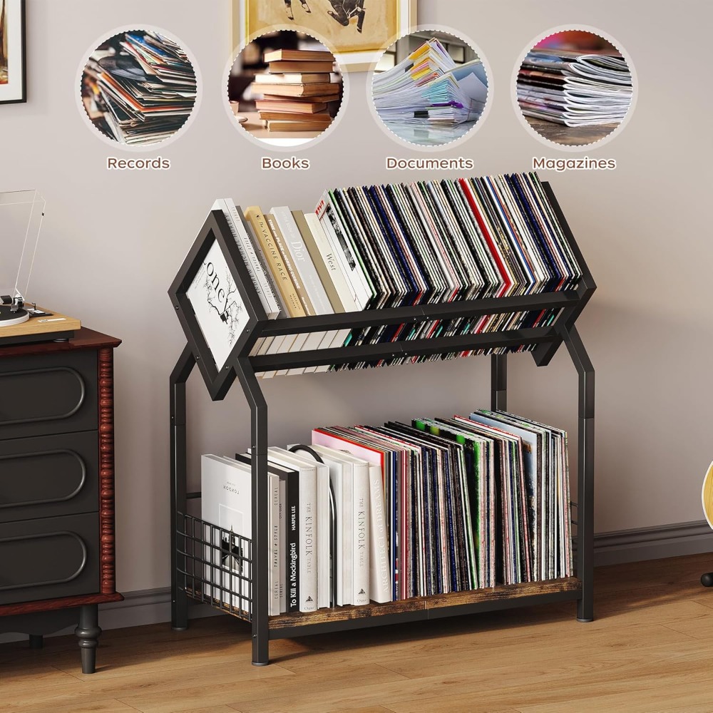 2-Tier Vinyl Record Storage Ho - Magazine Holder Rack บทวิจารณ์และราคา