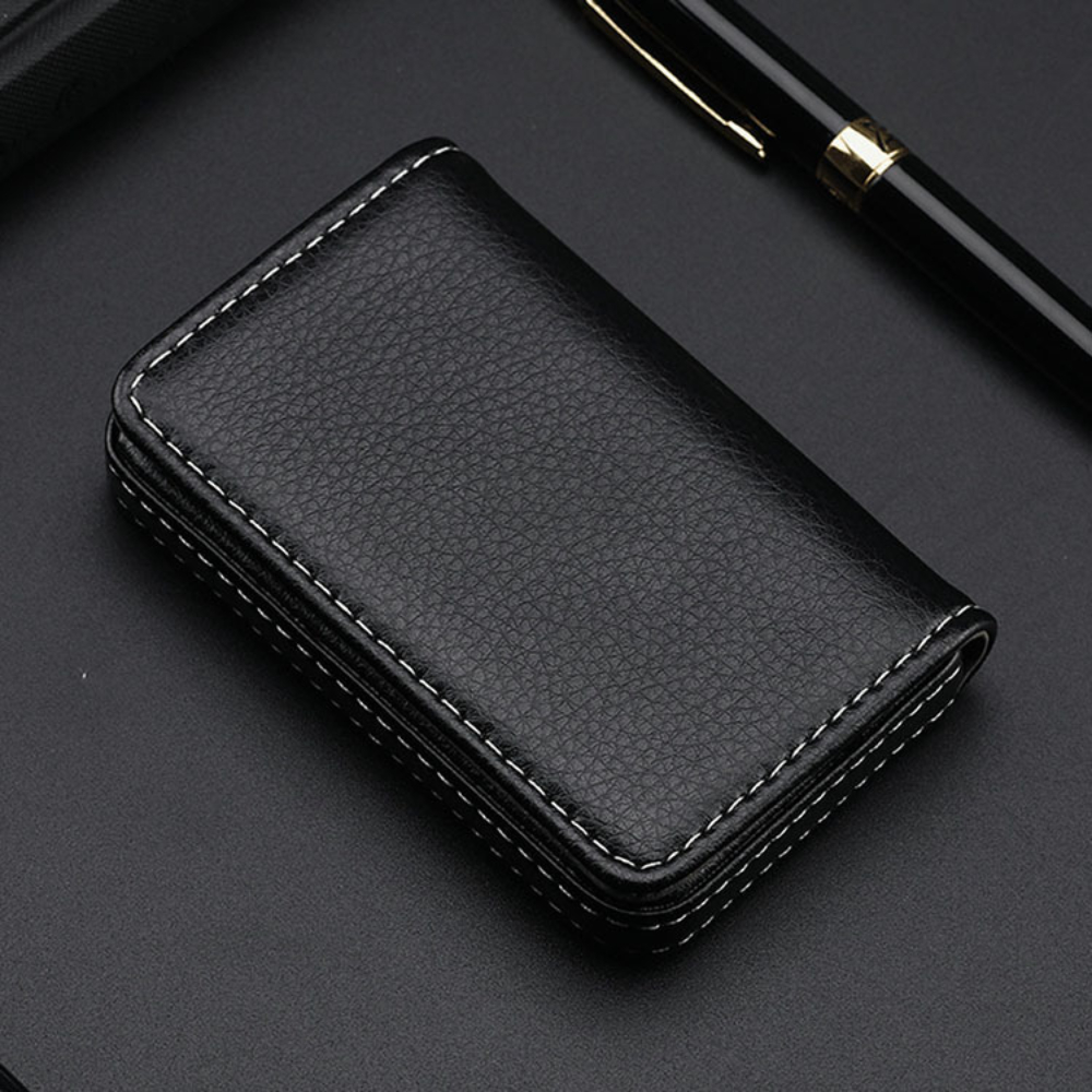 Sized Stitched PU Leather Cred - Index Card Holder บทวิจารณ์และราคา