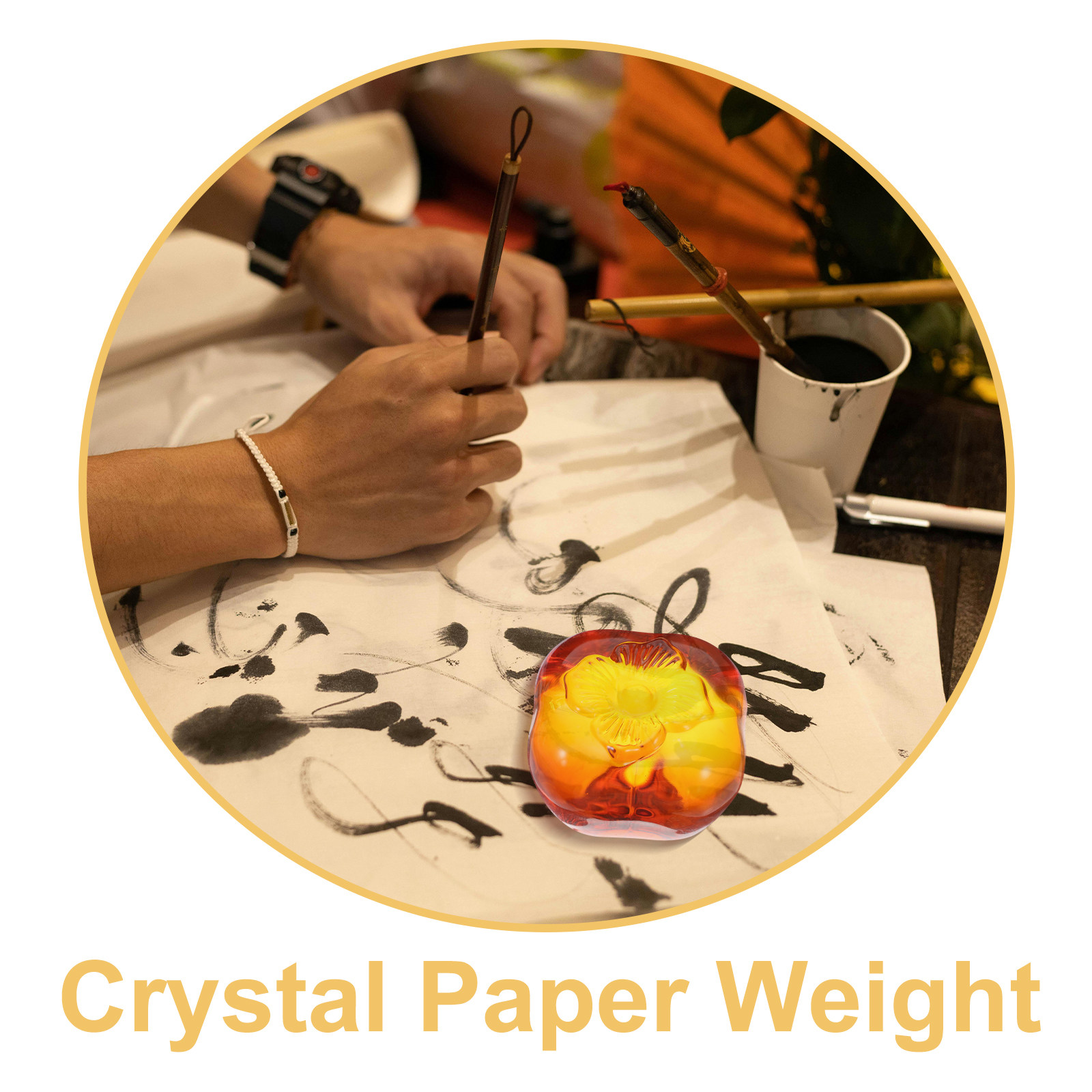 Heavy Glass Persimmon Paperwei - Book Weight Glass บทวิจารณ์และราคา
