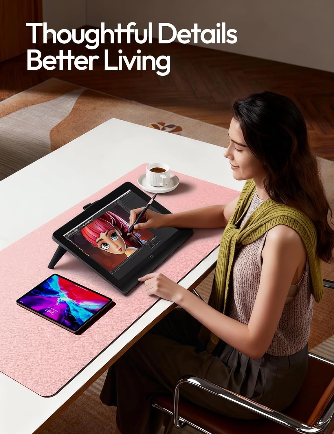PU Leather Desk Protector with - Leather Desk Pad บทวิจารณ์และราคา