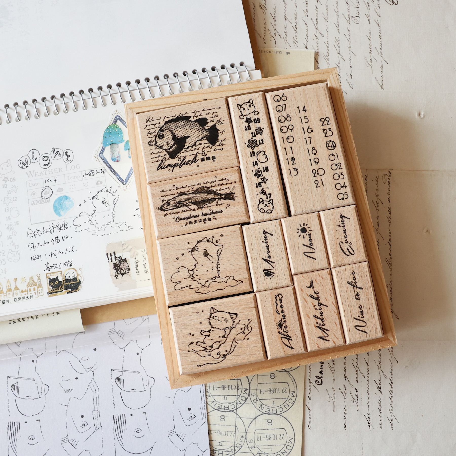 Two Raccoons Vintage Little Ca - Rubber Date Stamp บทวิจารณ์และราคา