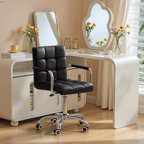 Black PU Leather Swivel Office - Leather Desk Pad บทวิจารณ์และราคา