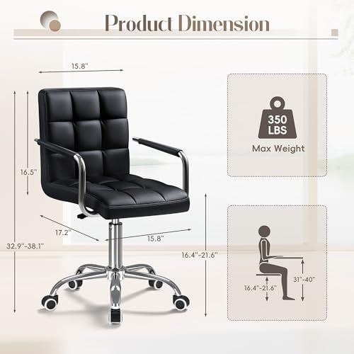Black PU Leather Swivel Office - Leather Desk Pad บทวิจารณ์และราคา