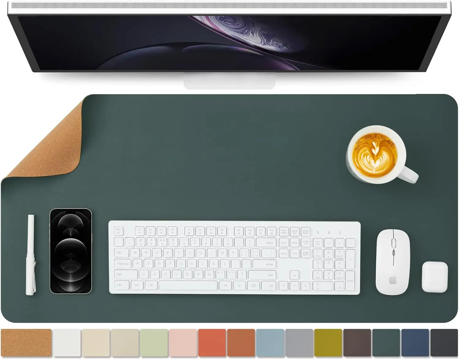 Cork Desk Mat Dual-Sided Desk  - Leather Desk Pad บทวิจารณ์และราคา