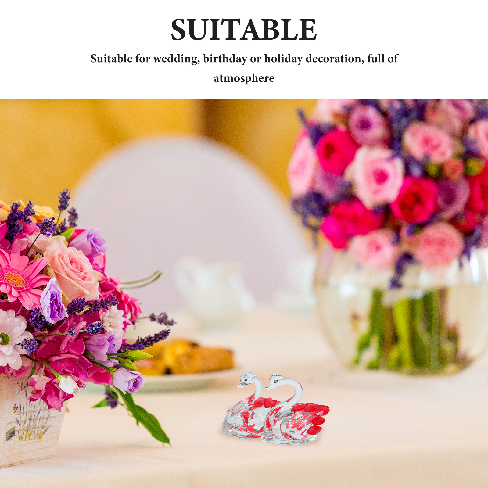 2Pcs Crystal Swan Decor Lover  - Paper Weight Crystal บทวิจารณ์และราคา