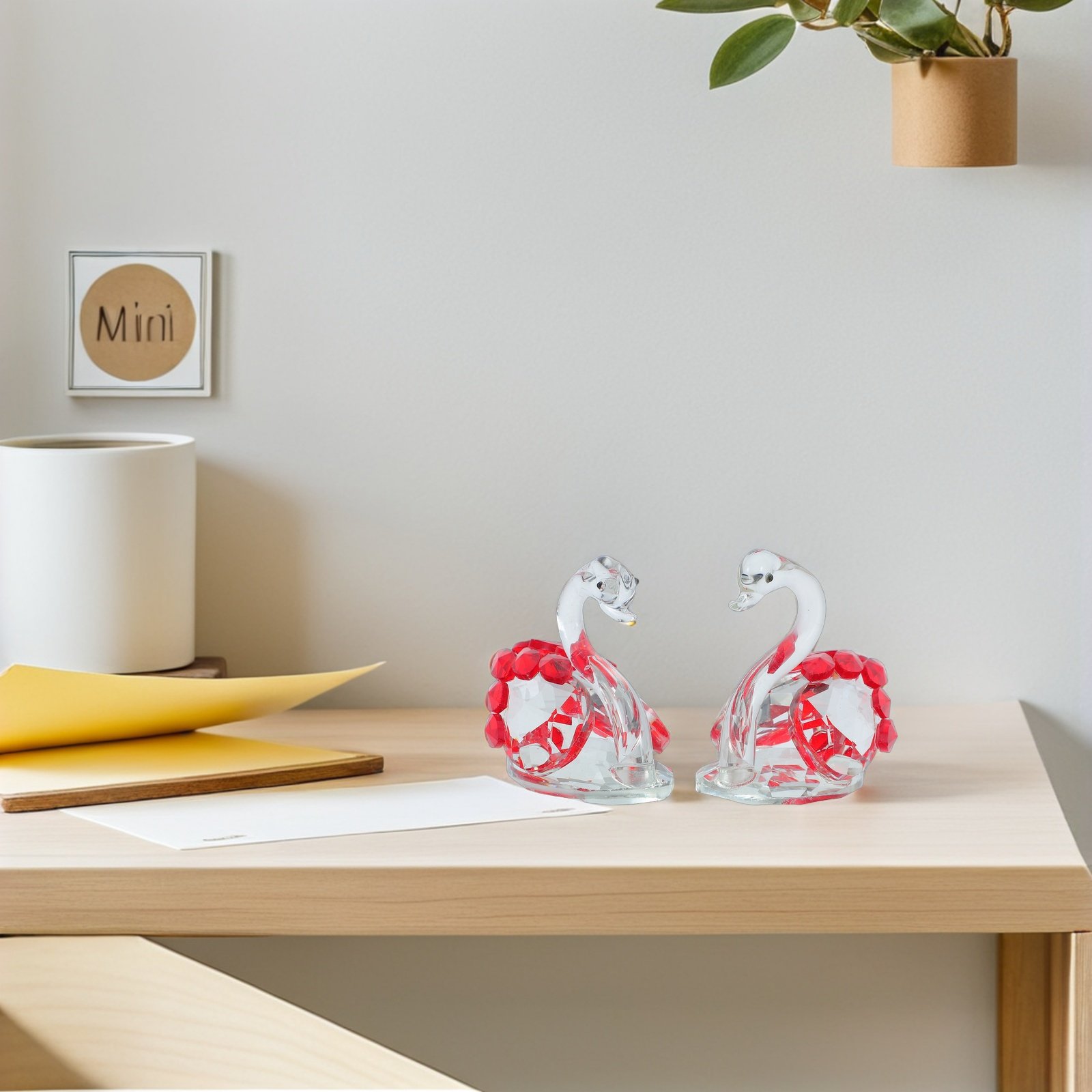 2Pcs Crystal Swan Decor Lover  - Paper Weight Crystal บทวิจารณ์และราคา