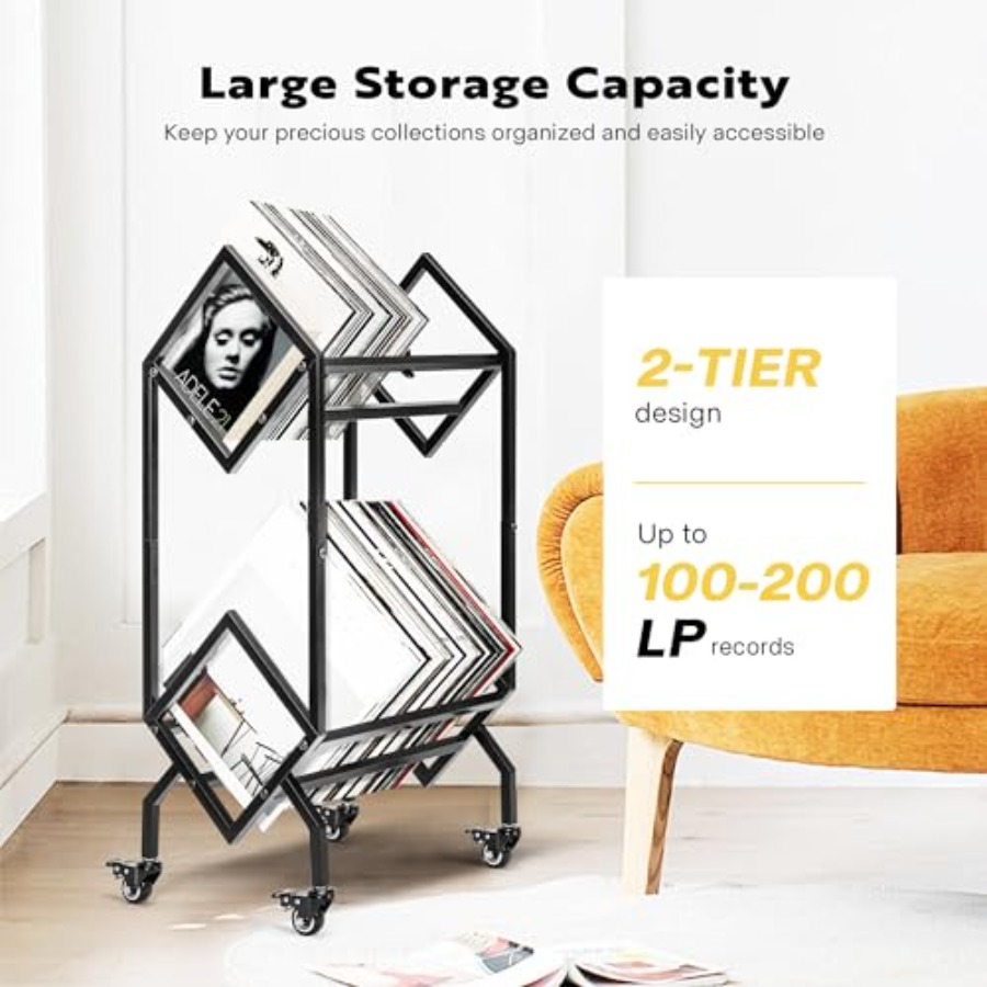 Vinyl Record Storage Rack, 2 T - Magazine Holder Rack บทวิจารณ์และราคา