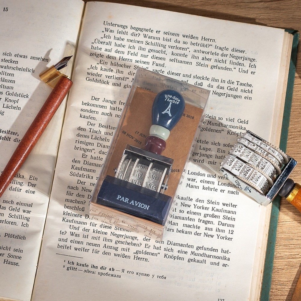 Retro Wooden Roller Date Seal  - Rubber Date Stamp บทวิจารณ์และราคา