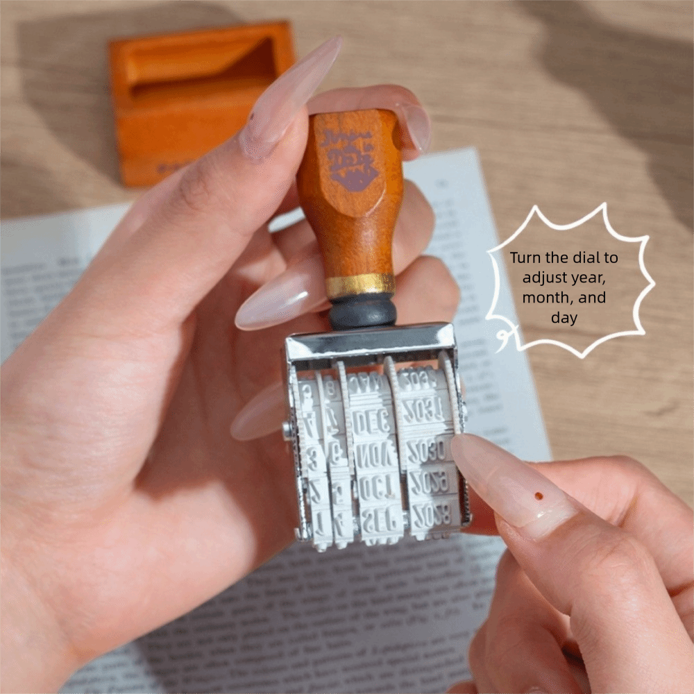 Retro Wooden Roller Date Seal  - Rubber Date Stamp บทวิจารณ์และราคา