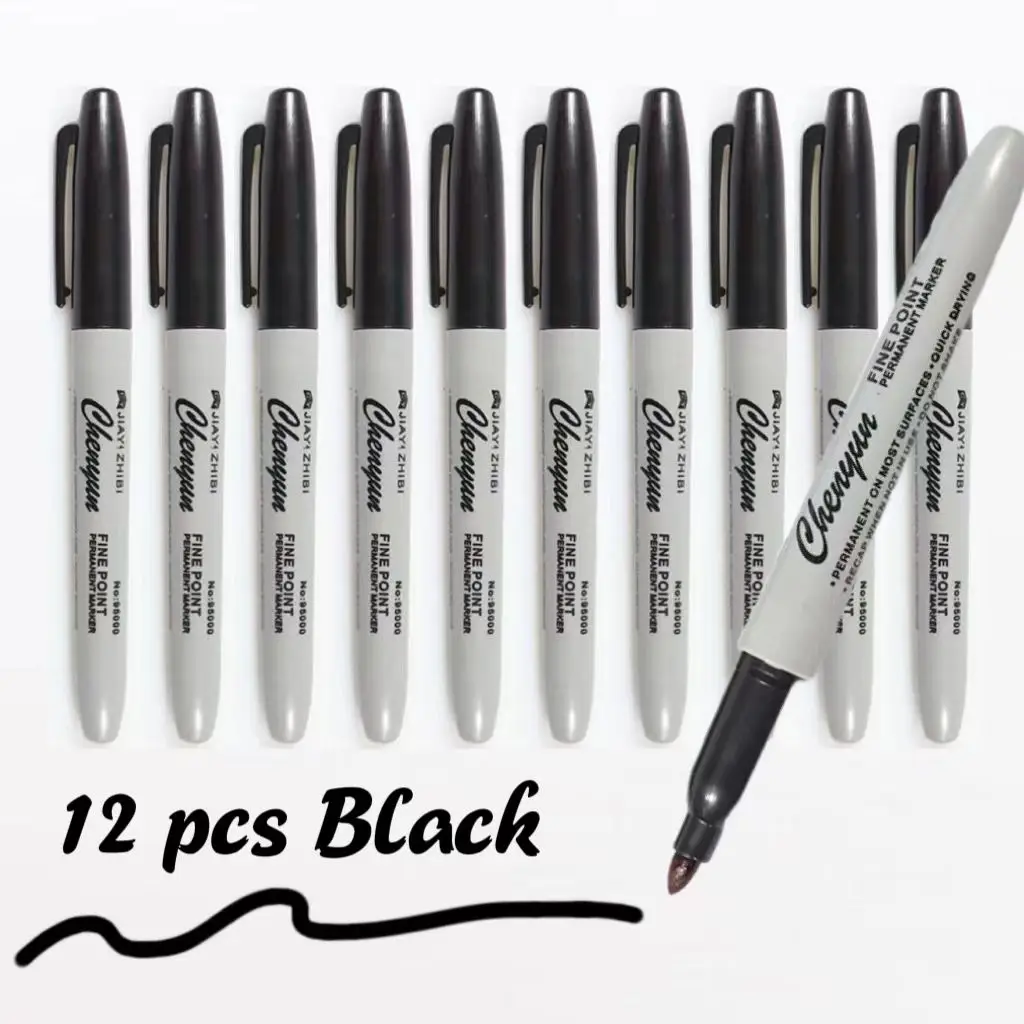 12pcs Black Permanent Marker P - Correction Pen Fine บทวิจารณ์และราคา