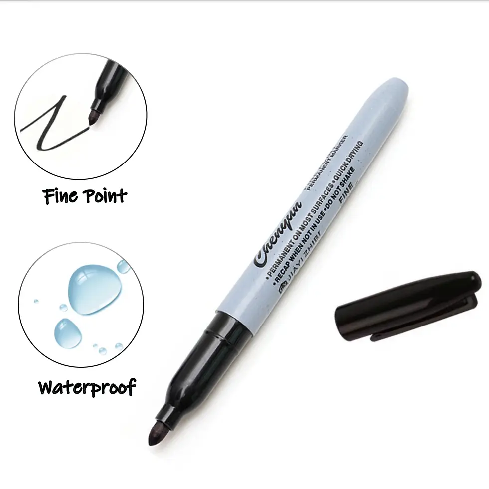 12pcs Black Permanent Marker P - Correction Pen Fine บทวิจารณ์และราคา