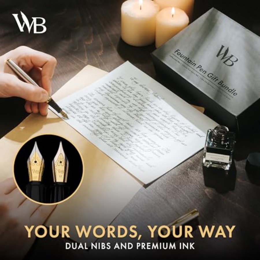 Fountain Pen Set, 18K Gilded M - Fountain Pen Bottled Ink บทวิจารณ์และราคา