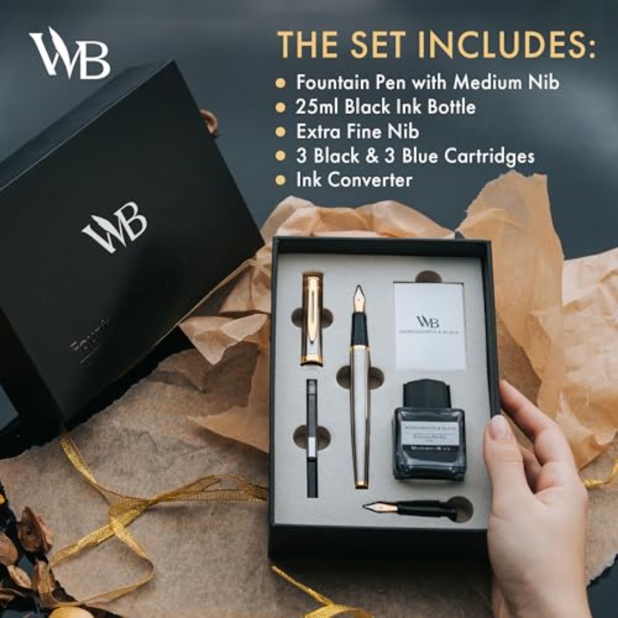 Fountain Pen Set, 18K Gilded M - Fountain Pen Bottled Ink บทวิจารณ์และราคา