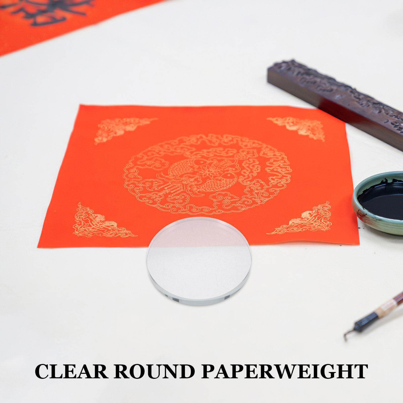 Heavy Round Glass Paperweight  - Book Weight Glass บทวิจารณ์และราคา